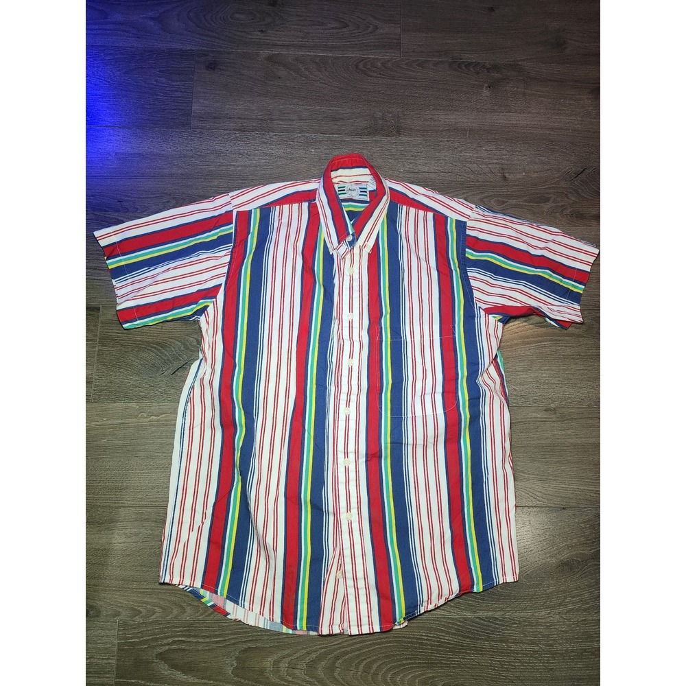 Vintage Sears Roebuck and Co Men's Striped Short Sleeve Button Down Shirt Medium
